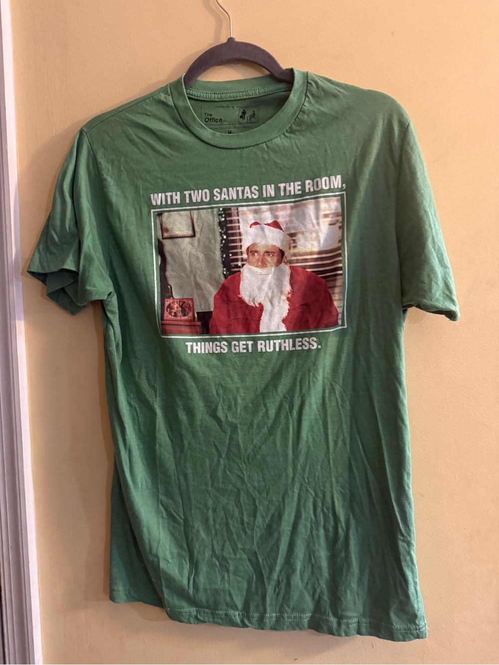 The Office Green Graphic Tee - 'With Two Santas in the Room' size M